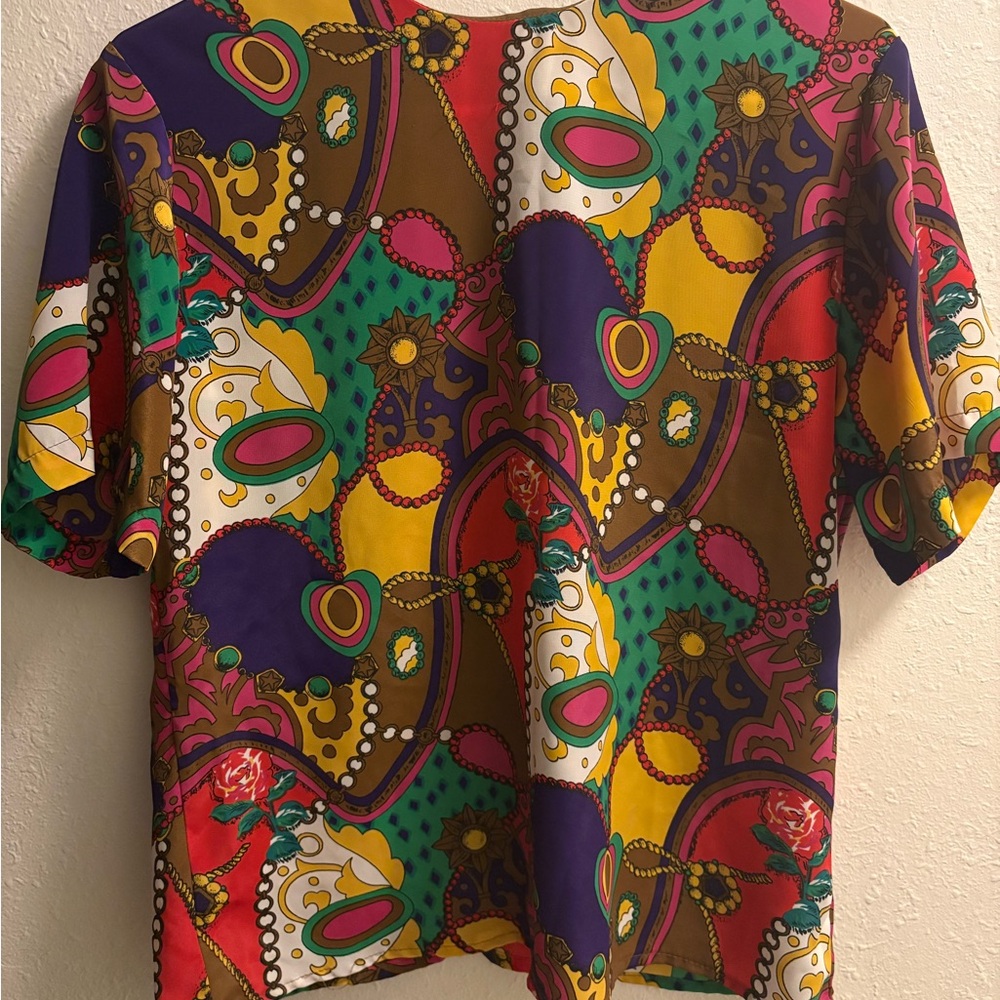 Notations Multicolor Abstract Short Sleeve Top - Picture 5 of 5